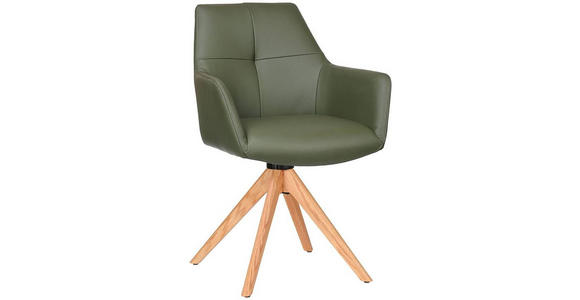 ARMLEHNSTUHL in Echtleder pigmentiert - Eichefarben/Naturfarben, KONVENTIONELL, Leder/Holz (59,5/87/63cm) - Novel