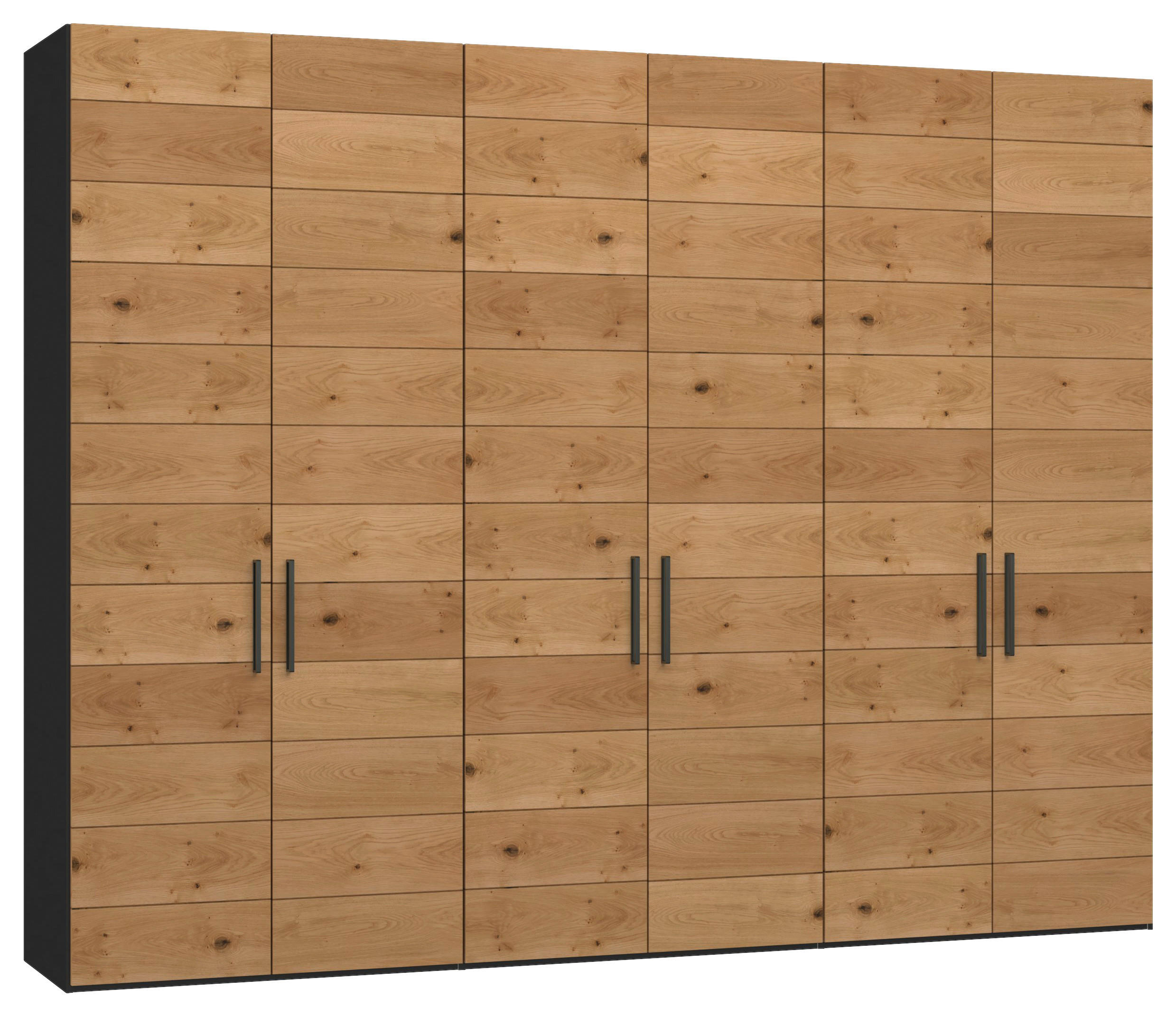 DREHTÜRENSCHRANK 303/220/59 cm,  in Schwarz, Wildeiche, 6-türig  - Wildeiche/Titanfarben, Design, Holz/Holzwerkstoff (303/220/59cm) - Jutzler