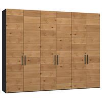DREHTÜRENSCHRANK 303/220/59 cm,  in Schwarz, Wildeiche, 6-türig  - Wildeiche/Titanfarben, Design, Holz/Holzwerkstoff (303/220/59cm) - Jutzler