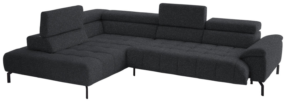 ECKSOFA in Chenille Anthrazit  - Anthrazit/Schwarz, Design, Textil/Metall (222/323cm) - Beldomo Style