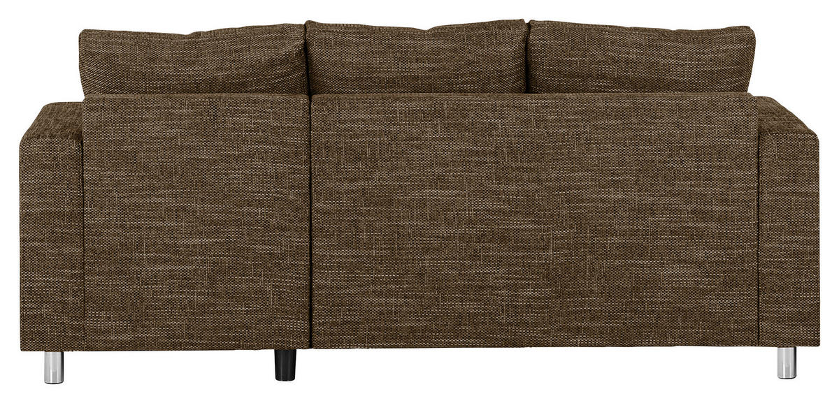 ECKSOFA Braun Struktur  - Chromfarben/Braun, Design, Textil/Metall (200/144cm) - MID.YOU