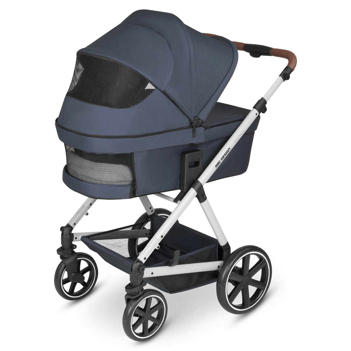 KINDERWAGENSET  Vicon 4  Lake  - Silberfarben/Dunkelblau, Basics, Textil/Metall (91/61/110cm) - ABC Design