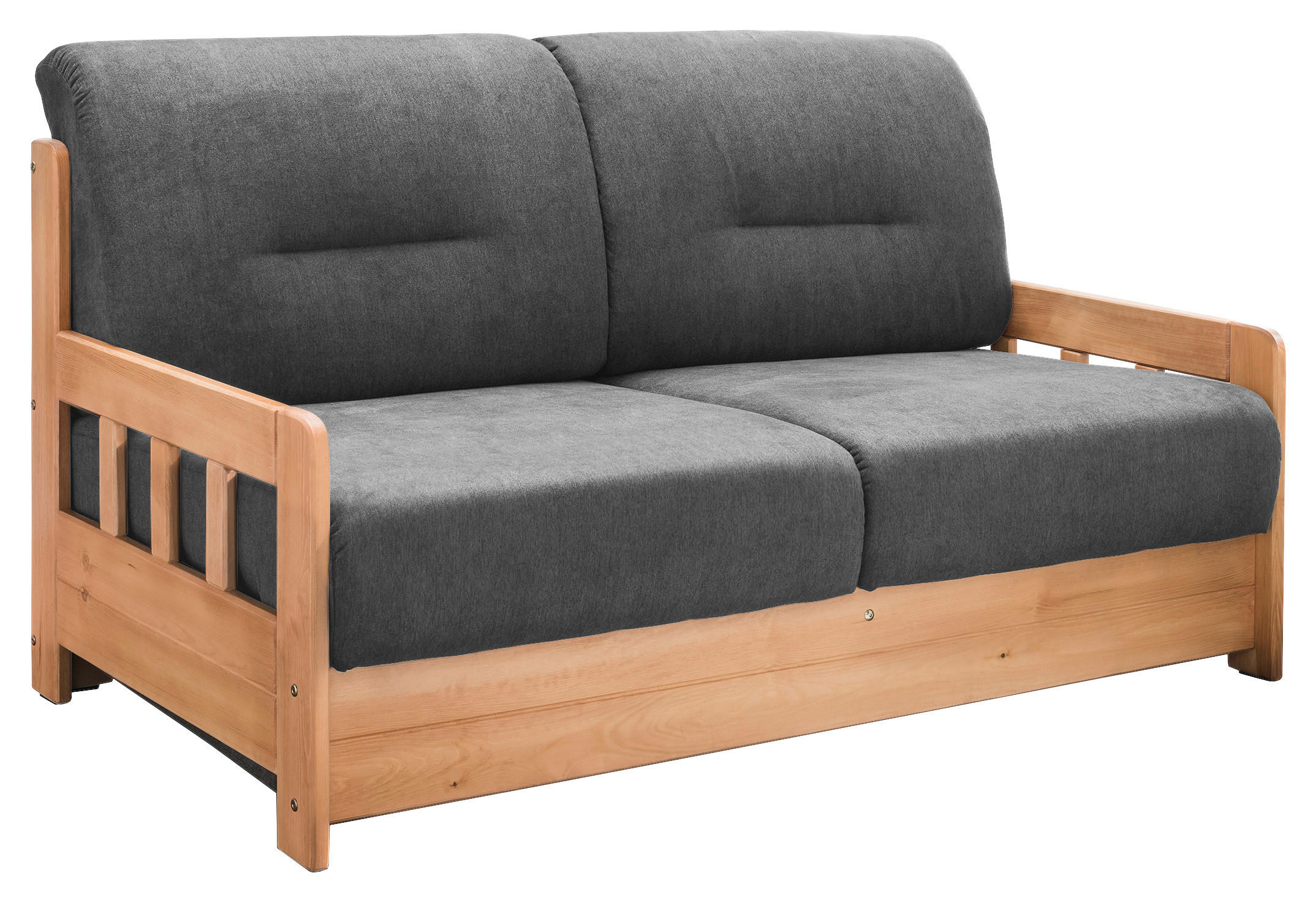 SCHLAFSOFA in Textil Anthrazit, Kieferfarben  - Anthrazit/Kieferfarben, Konventionell, Holz/Textil (154/88/90cm) - Livetastic