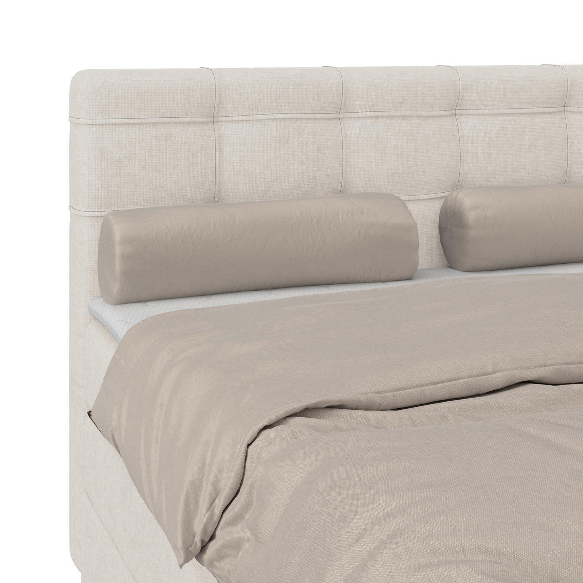 BOXSPRINGBETT 140/200 cm,  in Creme, H3 = fest  - Creme/Schwarz, KONVENTIONELL, Kunststoff/Textil (140/200cm)