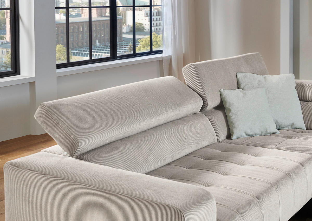 ECKSOFA Naturfarben Cord  - Schwarz/Naturfarben, Design, Textil/Metall (261/214cm) - Beldomo Style