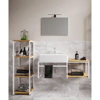 BADEZIMMER 4-teilig  in 135 cm  - Honigeiche/Schwarz, MODERN, Glas/Keramik (135cm) - MID.YOU