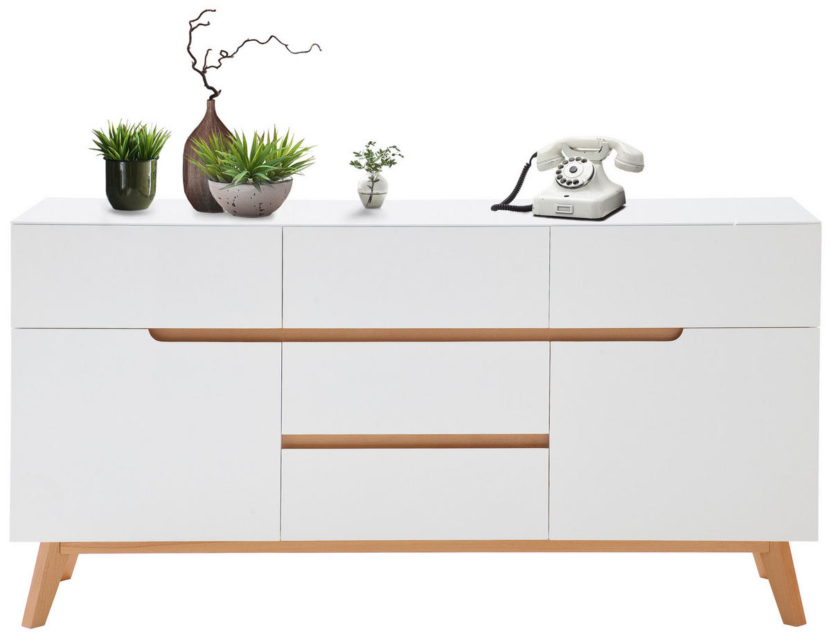 SIDEBOARD 145/76/40 cm  - Eichefarben/Weiß, Design, Holz/Holzwerkstoff (145/76/40cm)