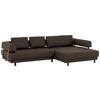 ECKSOFA in Echtleder Braun  - Schwarz/Braun, Design, Leder/Metall (307/188cm)