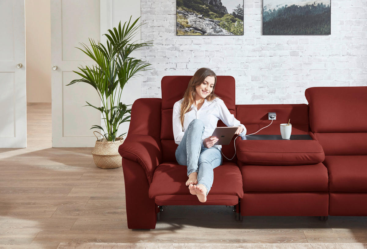 ECKSOFA  in Echtleder Rotorange  324/260 cm  - Chromfarben/Rotorange, KONVENTIONELL, Leder/Kunststoff (324/260cm) - Cantus