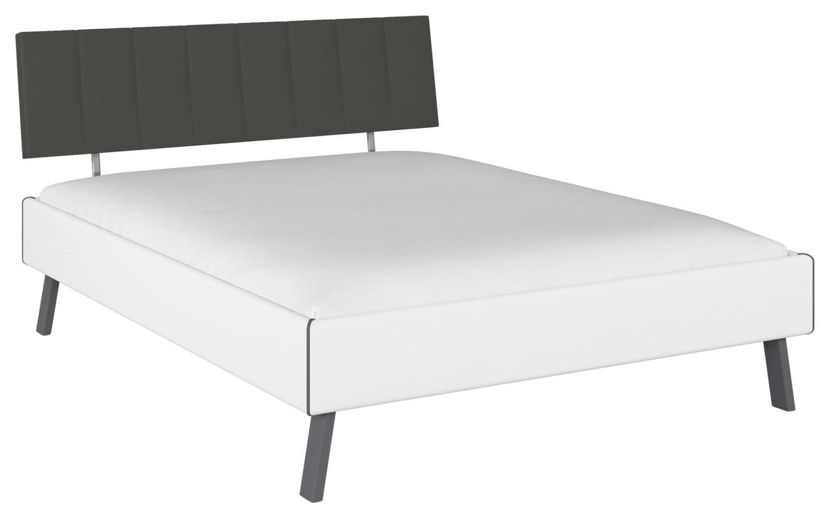 BETT 160/200 cm,  in Weiß,  - Weiß/Grau, Design, Textil/Metall (160/200cm) - Carryhome