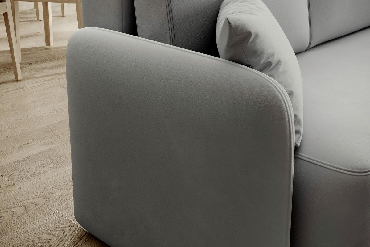 ECKSOFA Plüsch Hellgrau  - Hellgrau/Schwarz, Design, Kunststoff/Textil (206/150cm) - P & B