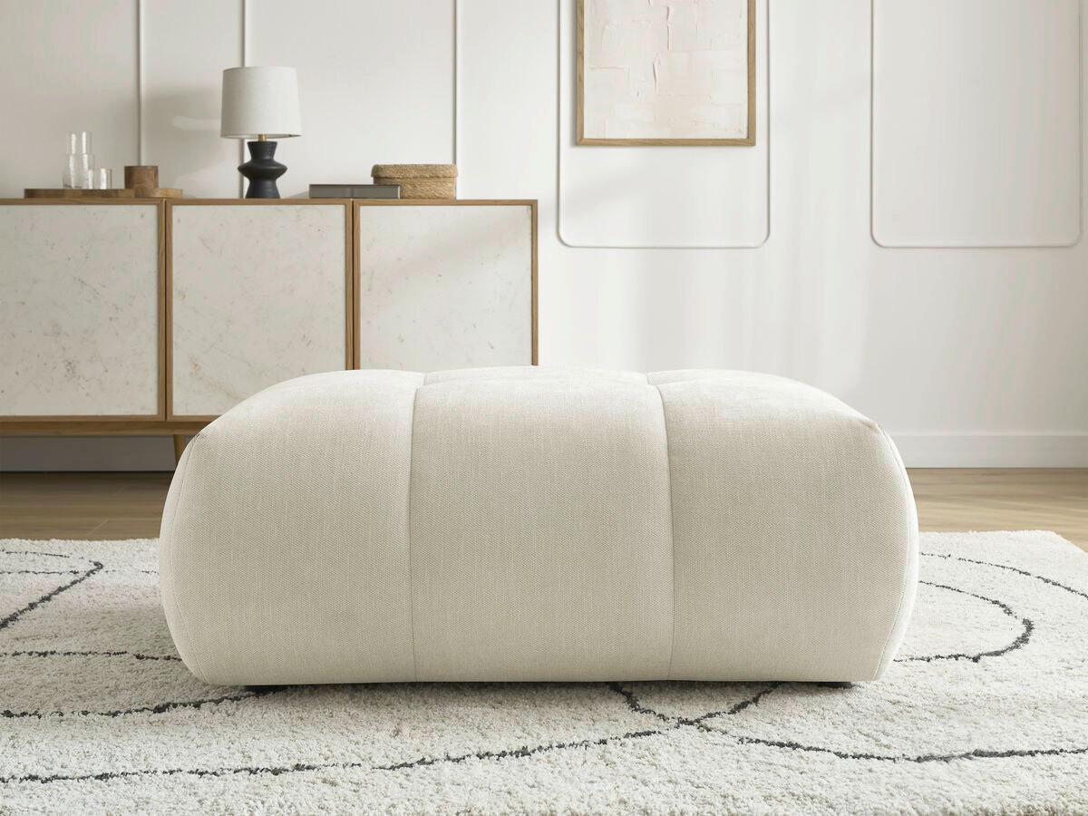 HOCKER FUJI  Leinenoptik Beige  - Beige/Schwarz, MODERN, Kunststoff/Textil (112/44/80cm)