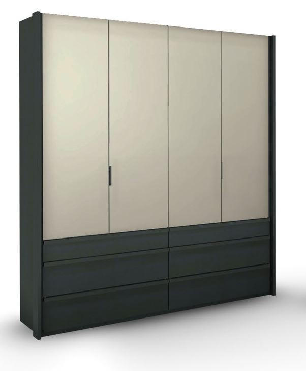 DULAP CU UȘI ROTATIVE grafit, bej, sahara, grej  - grej/sahara, Modern, metal/material pe bază de lemn (200/236/58cm) - Novel