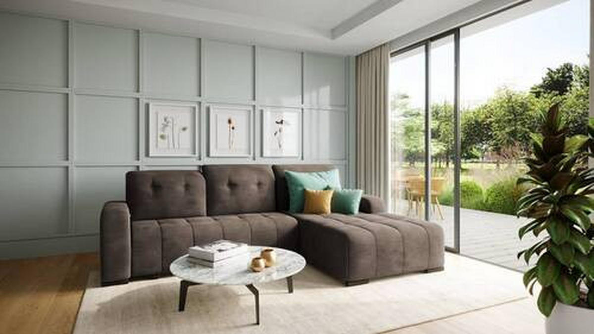 ECKSOFA Dunkelbraun Mikrofaser  - Dunkelbraun/Schwarz, MODERN, Textil/Metall (185/292cm) - Livetastic