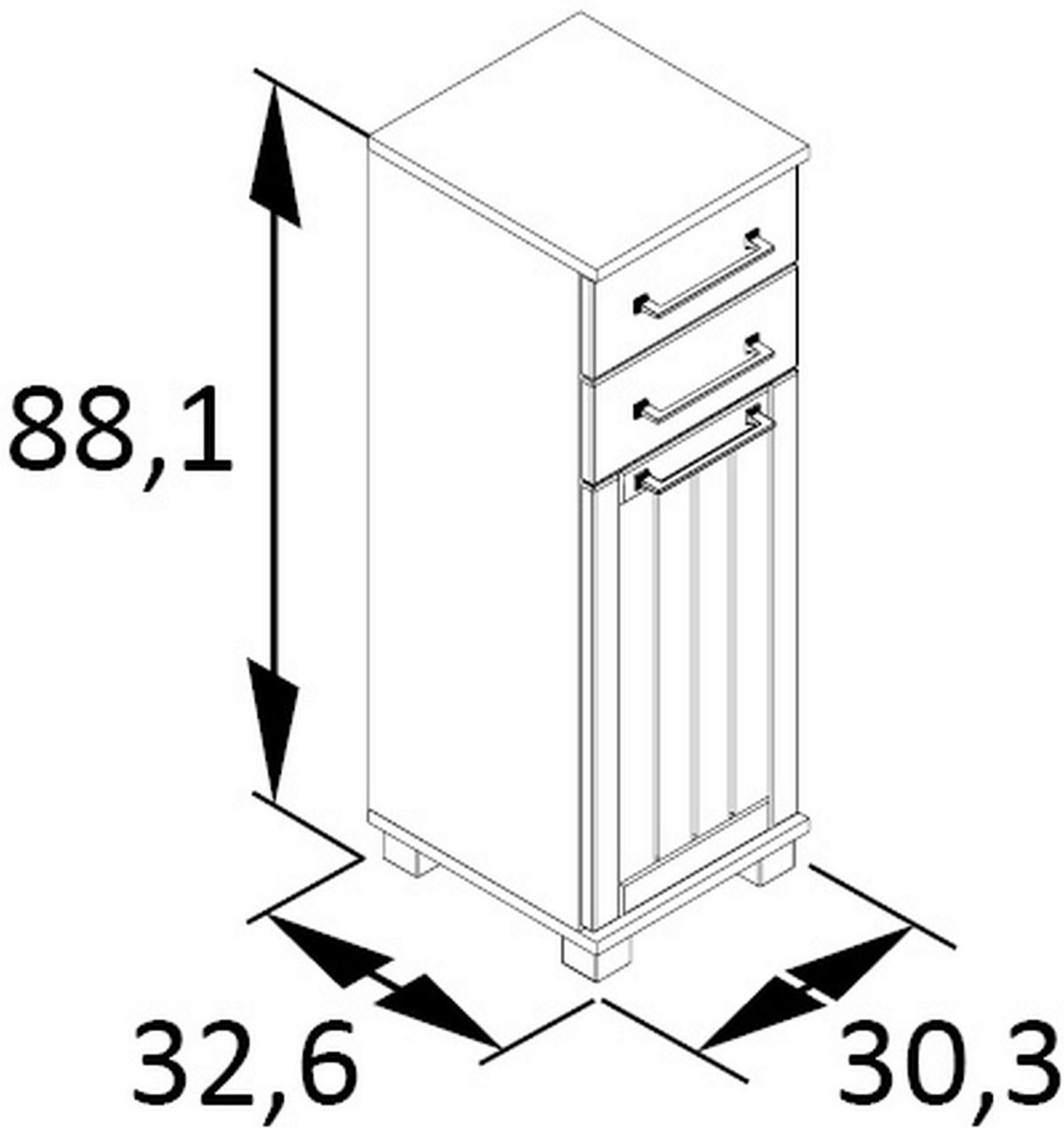 UNTERSCHRANK 30,3/88,1/32,6 cm   - Platinfarben/Eichefarben, MODERN, Holzwerkstoff/Kunststoff (30,3/88,1/32,6cm) - Stylife