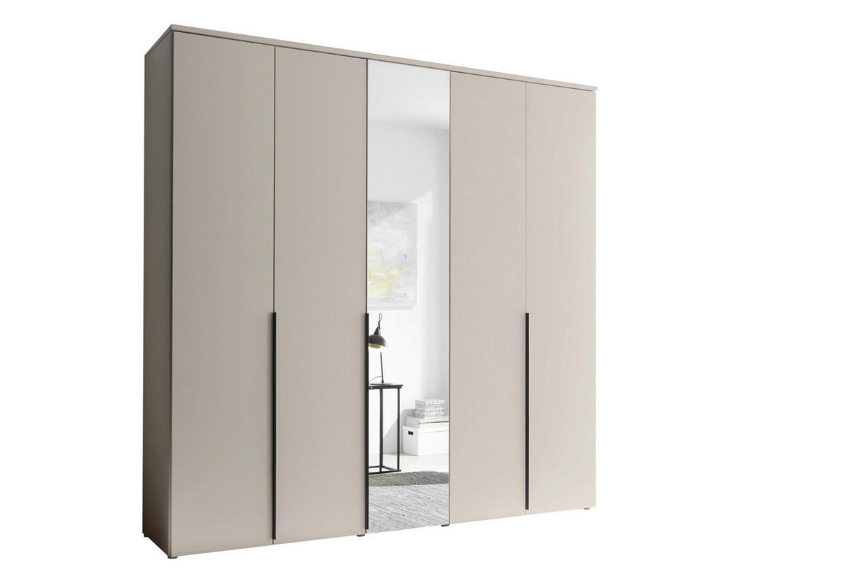 ORMAR S KLASIČNIM VRATIMA kašmir   - kašmir/crna, Moderno, staklo/drvni materijal (225/225/52cm) - Carryhome