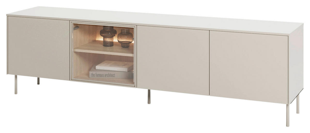 TV-ELEMENT Eichefarben, Kaschmir  195/57/41 cm  - Kaschmir/Eichefarben, Modern, Glas/Holzwerkstoff (195/57/41cm) - Carryhome