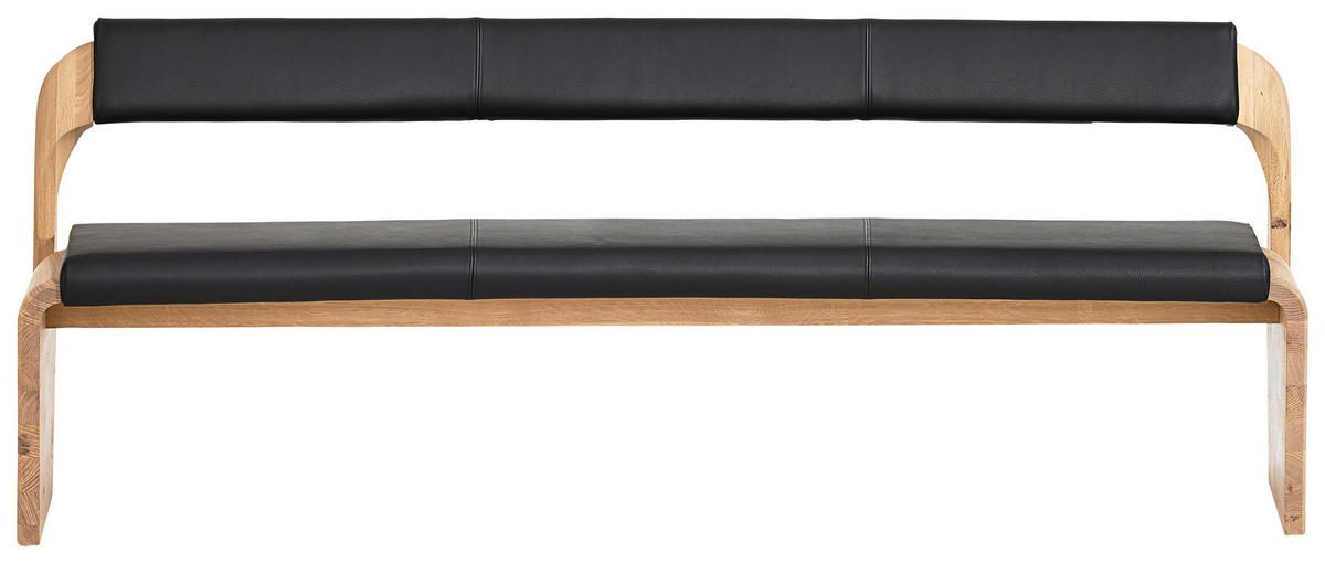SEDACÍ LAVICE, dub, černá, barvy dubu - barvy dubu/černá, Natur, dřevo/kůže (227/84/70cm) - Voglauer