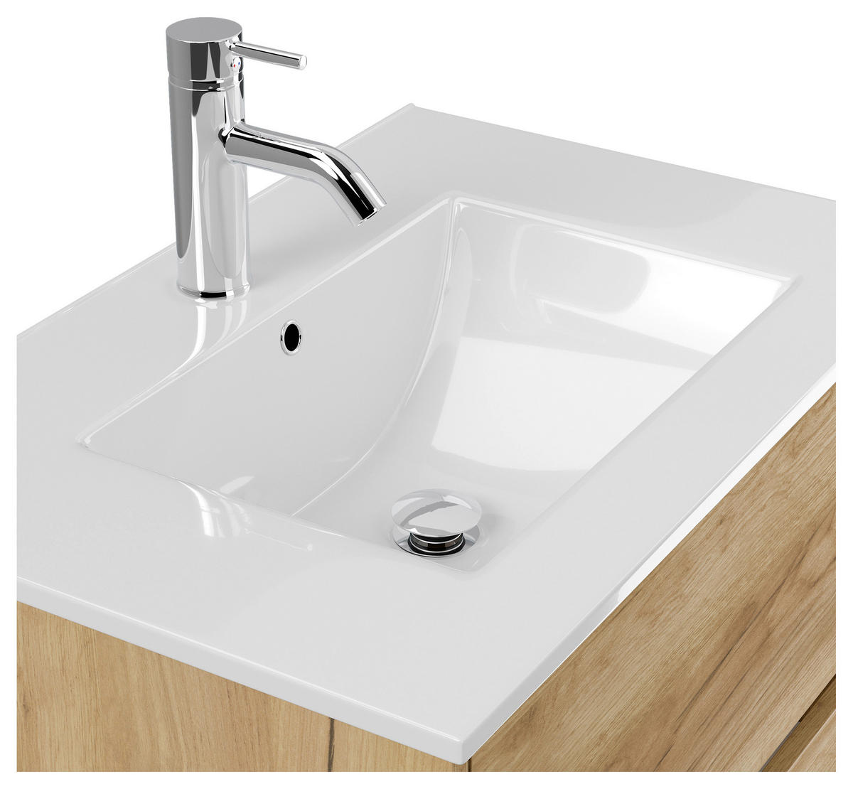 WASCHTISCHKOMBI 70 cm  - Eichefarben/Weiß, MODERN, Keramik/Holzwerkstoff (70cm) - MID.YOU