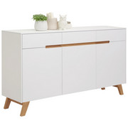 KOMODA - bijela/boje hrasta, Design, drvni materijal/drvo (169/94/41cm) - Hom`in