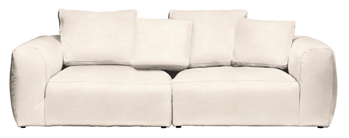 BIGSOFA Samt Beige  - Beige/Schwarz, MODERN, Kunststoff/Textil (260/70/122cm) - Carryhome