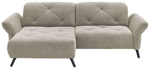 ECKSOFA Hellgrau Webstoff  - Hellgrau/Schwarz, Design, Textil/Metall (173/244cm) - Moderano