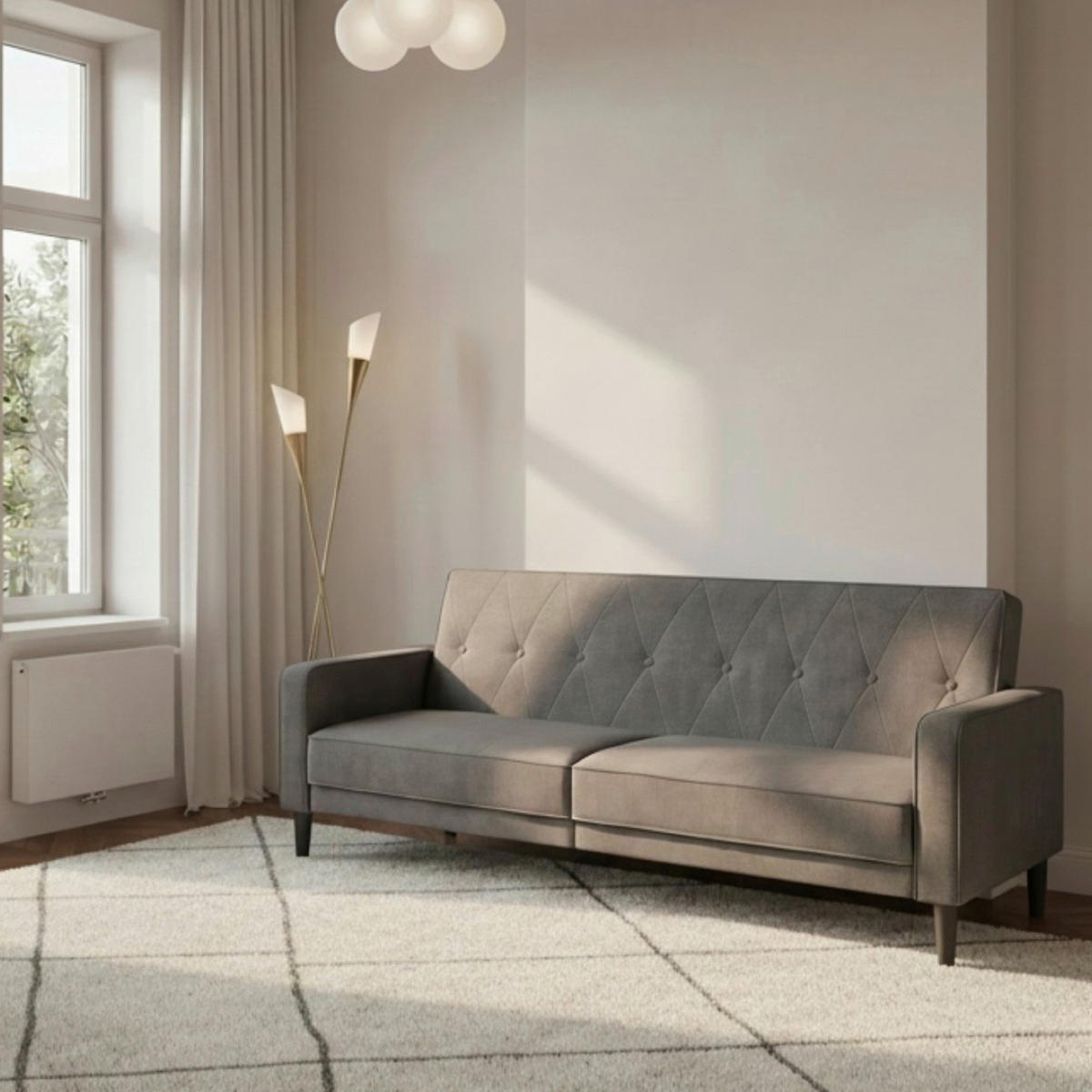 SCHLAFSOFA AARHUS in Webstoff Anthrazit Skandinavisch, Modern  - Anthrazit/Braun, Basics, Holz/Textil (213/81/86cm) - Livetastic
