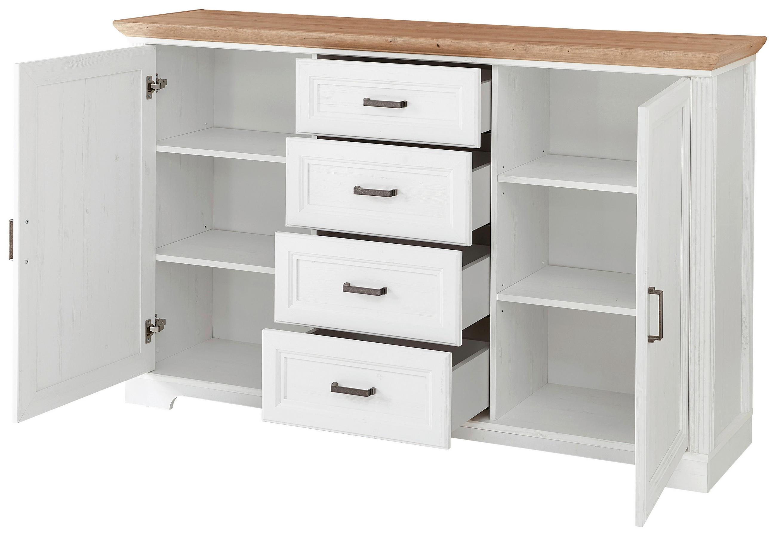 SIDEBOARD Pinienfarben, Eiche Artisan Einlegeböden  - Schwarz/Eiche Artisan, Design, Holzwerkstoff/Metall (165/102/41cm) - Landscape
