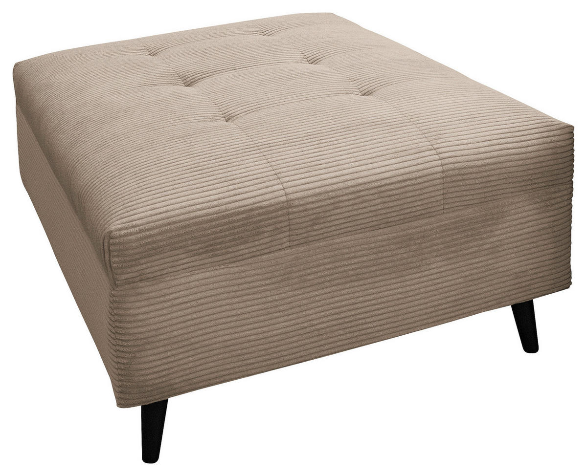 Ecksofa inkl. Hocker in Cord Hellbraun  - Hellbraun/Schwarz, Design, Holz/Textil (174/247cm) - MID.YOU