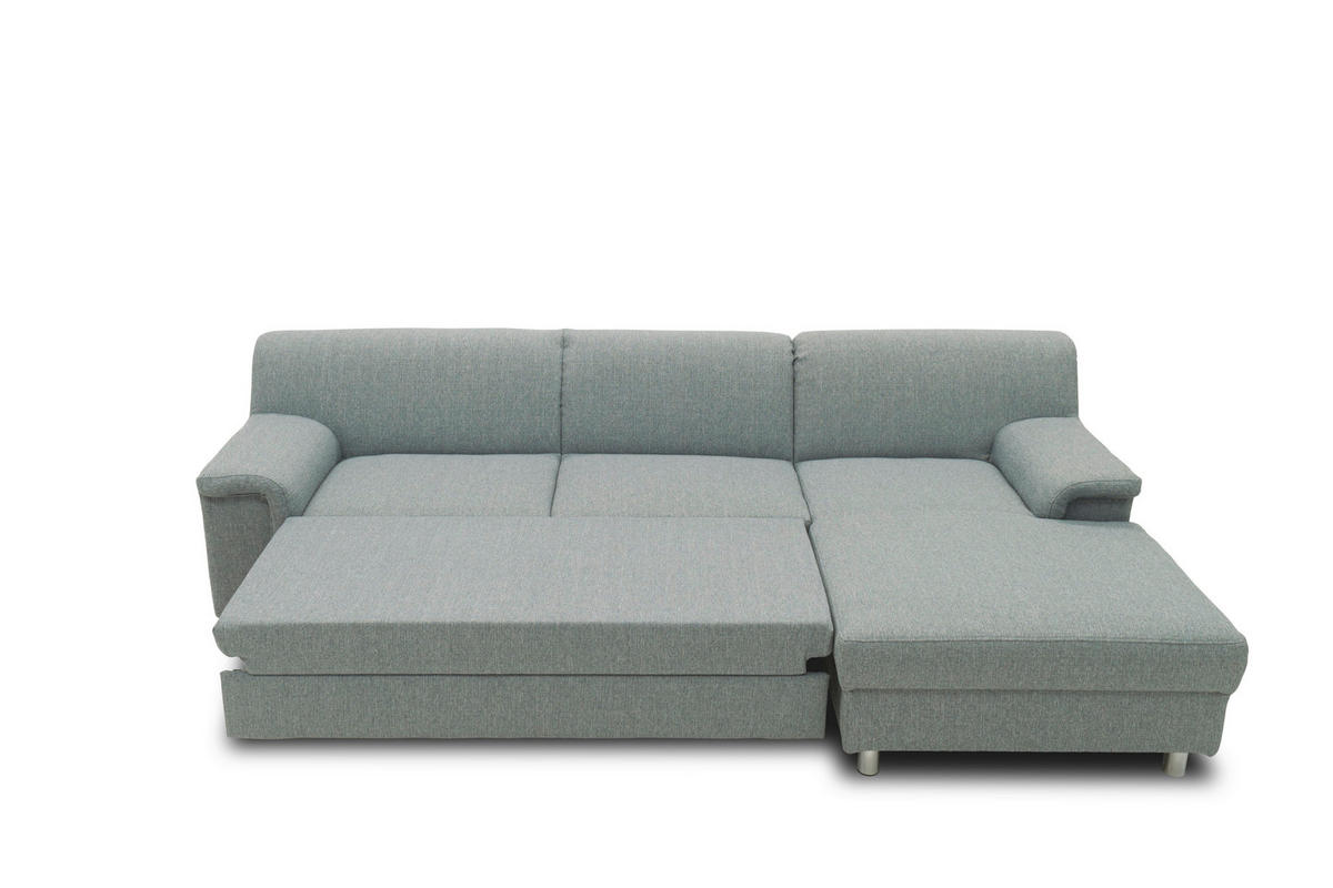 ECKSOFA in Webstoff Silberfarben  252/150 cm  - Chromfarben/Silberfarben, KONVENTIONELL, Textil/Metall (252/150cm) - MID.YOU