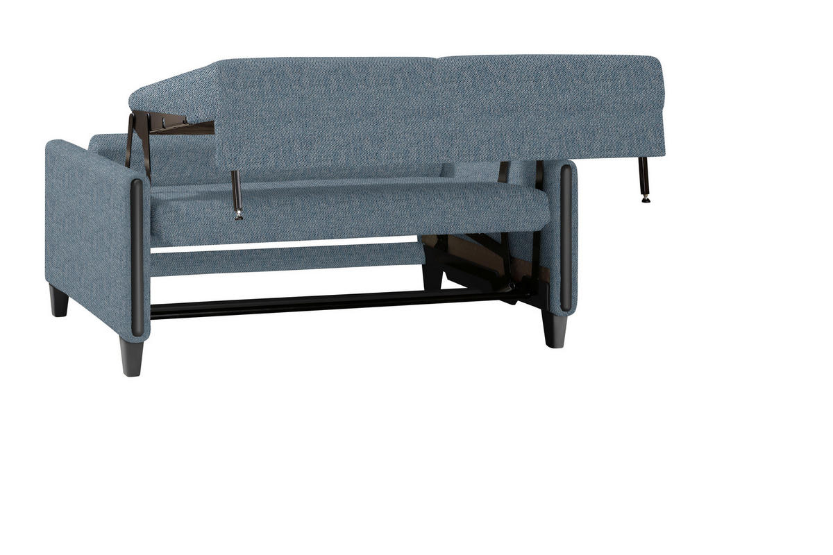 SCHLAFSOFA in Holz, Textil Schwarz, Hellblau  - Schwarz/Hellblau, Design, Holz/Textil (174/88/104cm) - Niels Andersson