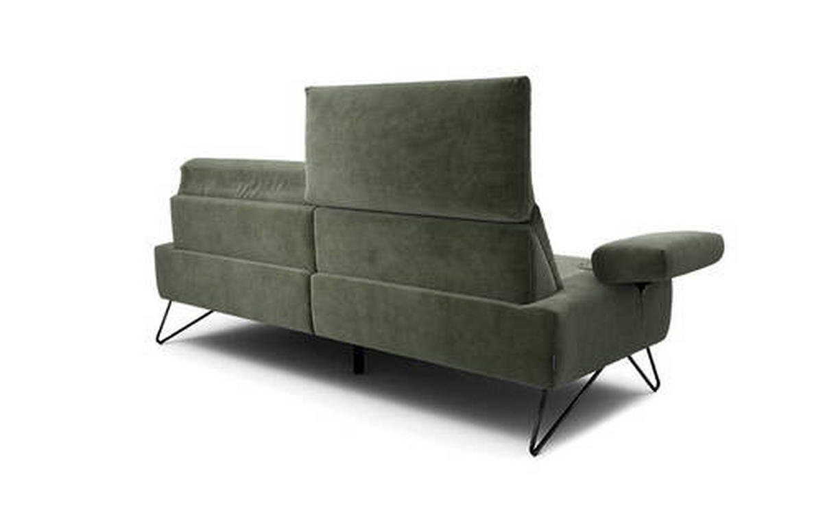 2,5-SITZER in Samt Waldgrün  - Waldgrün/Schwarz, Design, Textil/Metall (204-234/85/86-94cm) - SENSOO