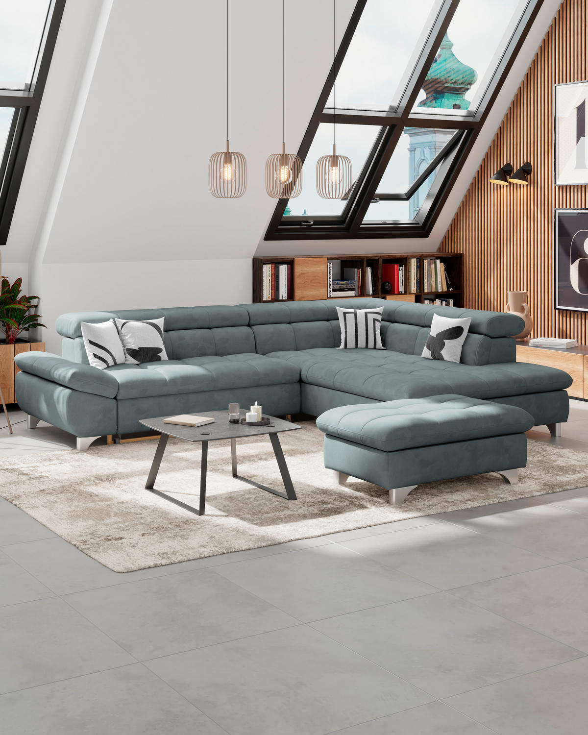 HOCKER Chenille Mintgrün  - Chromfarben/Mintgrün, KONVENTIONELL, Textil/Metall (108/46/108cm) - Livetastic
