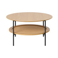 COUCHTISCH 80/80/40 cm rund Eichefarben  - Eichefarben/Schwarz, Basics, Holzwerkstoff/Metall (80/80/40cm) - Boxxx