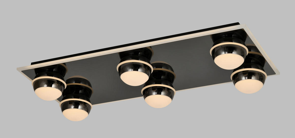 LED-DECKENLEUCHTE Biarritz 74/32/12,5 cm  - Schwarzchrom, Design, Kunststoff/Metall (74/32/12,5cm)