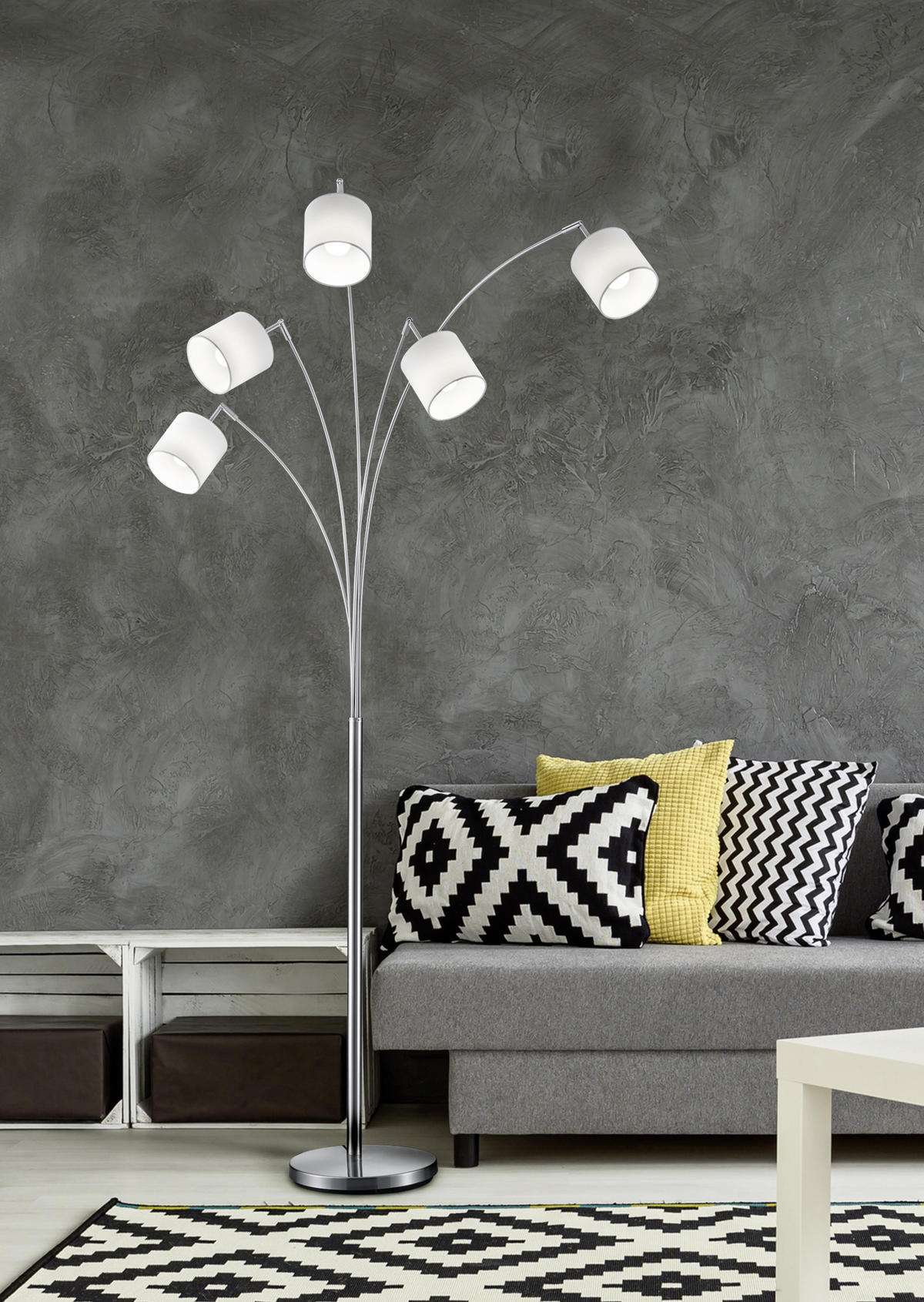 BÖJD LAMPA TOMMY 12/200 cm    - vit/nickelfärgad, Basics, metall/textil (12/200cm)