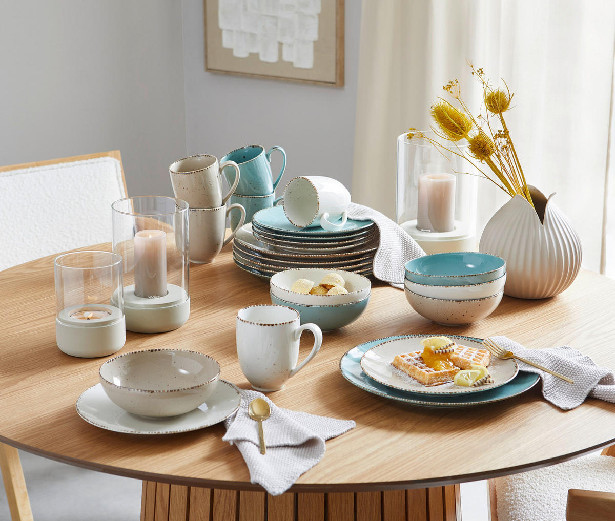KOMBISERVICE Türkis, Weiß, Taupe Urban Life 24-teilig 6 Personen  - Türkis/Taupe, Design, Keramik - Landscape