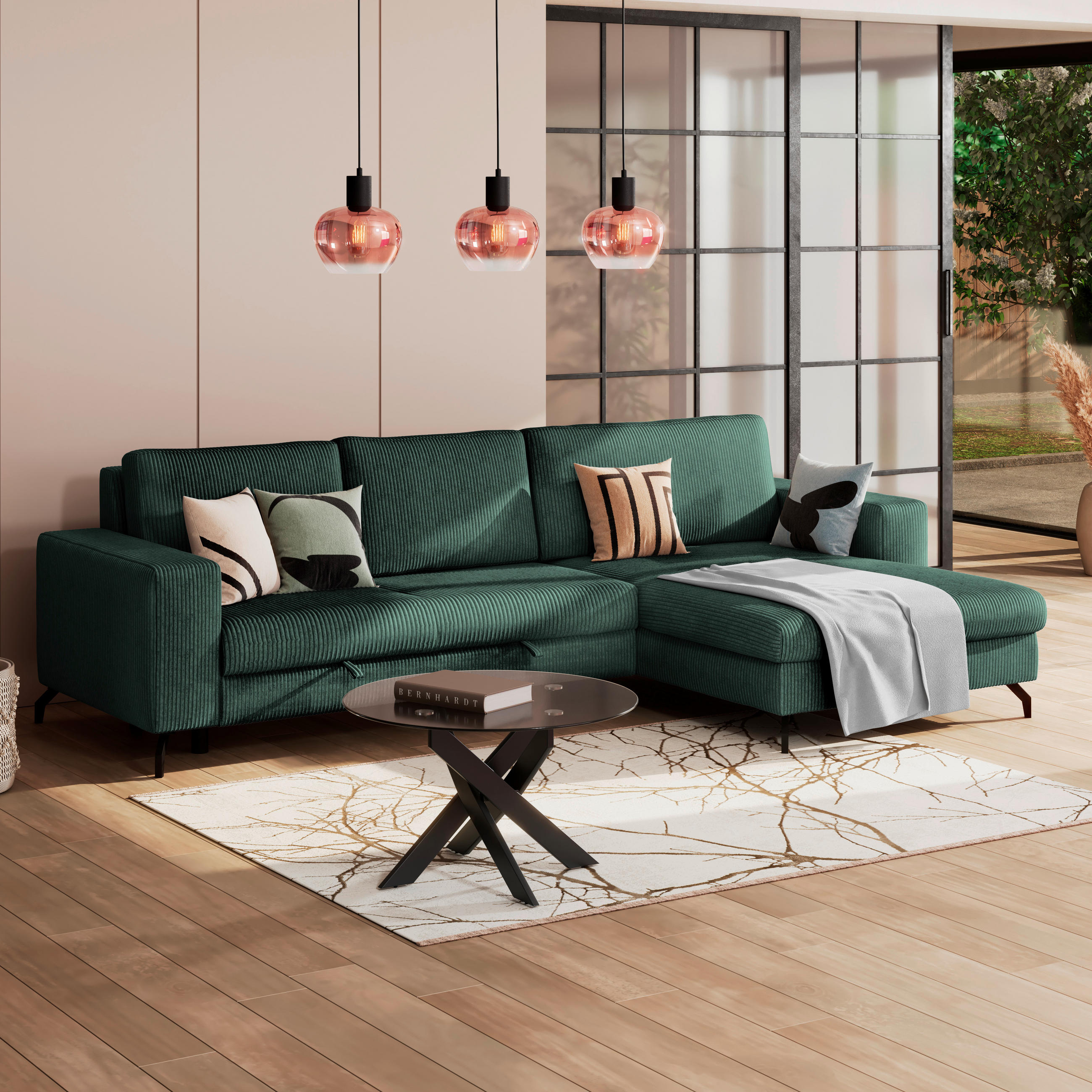 ECKSOFA Waldgrün  - Waldgrün, Trend, Textil (290/178cm) - P & B
