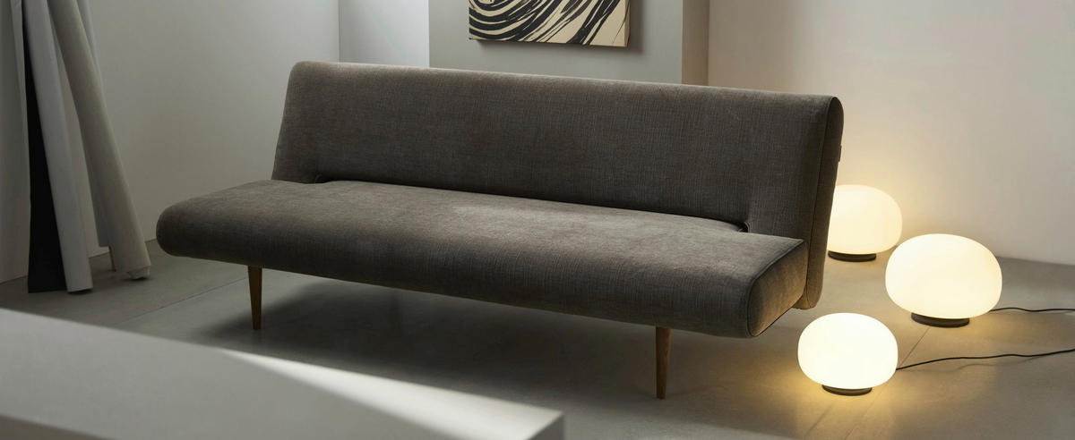 SCHLAFSOFA Flachgewebe Braun  - Eiche dunkel/Braun, Design, Holz/Textil (200/81/95cm) - Innovation