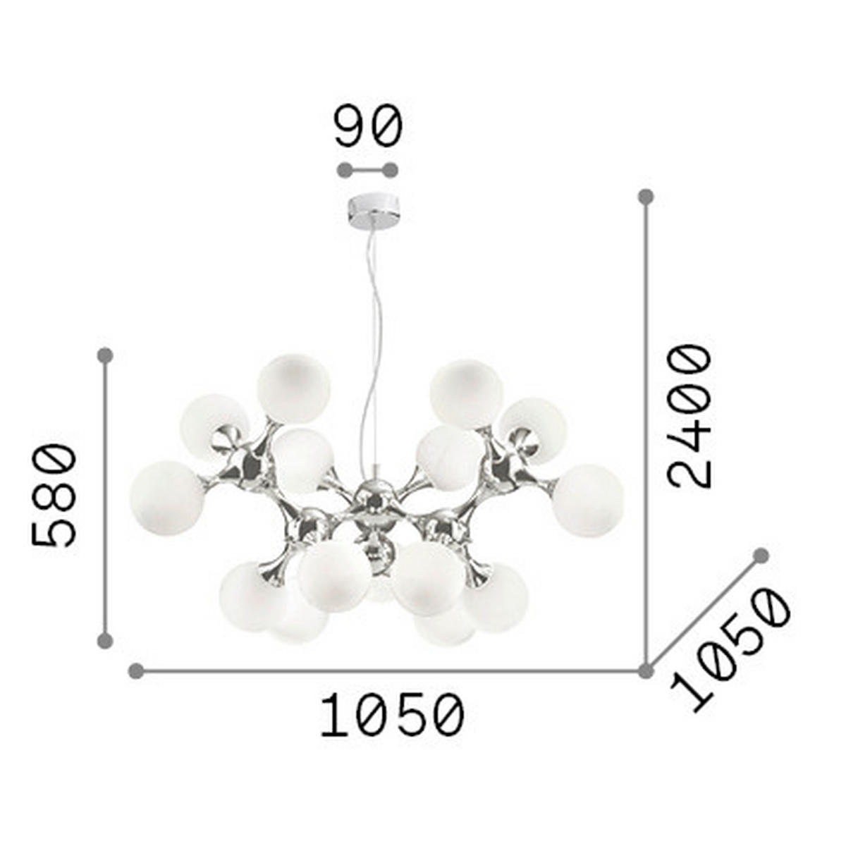 HÄNGELEUCHTE Nodi 105/83-240 cm   - Messingfarben, Design, Glas/Metall (105/83-240cm) - Ideal Lux