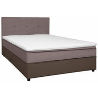 BOX-ÁGY 120/200 cm  szürke, világosbarna  - fekete/világosbarna, Konventionell, textil/fa (120/200cm) - Carryhome