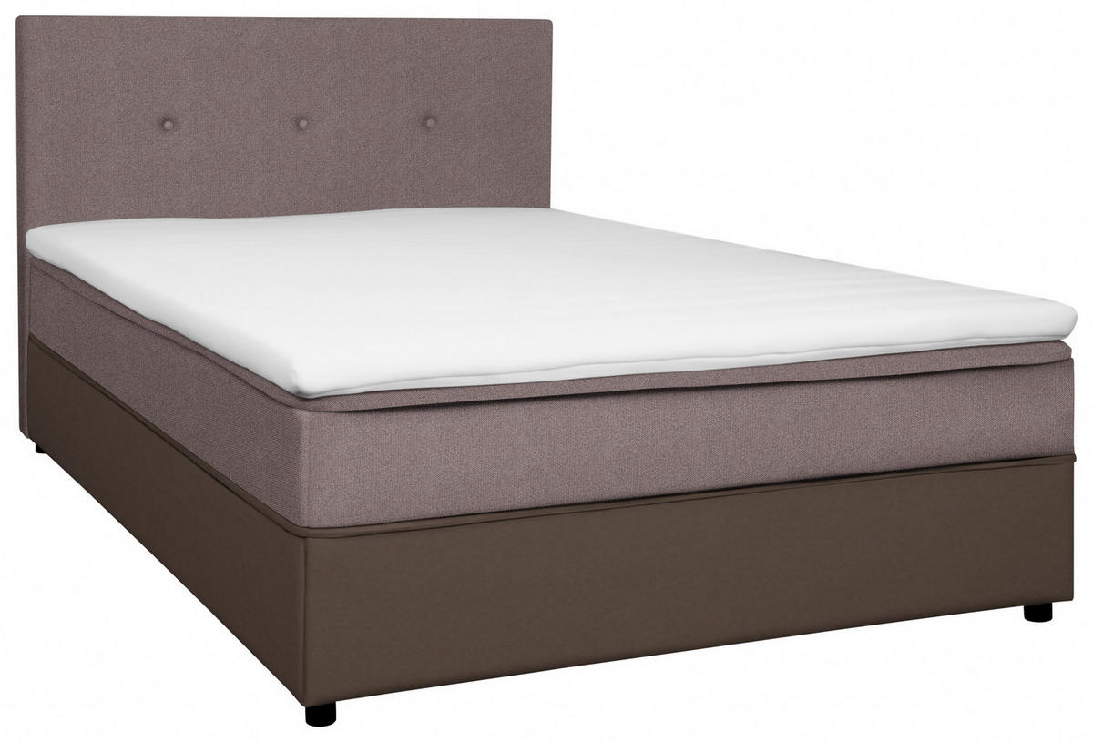 BOX-ÁGY 120/200 cm  szürke, világosbarna  - fekete/világosbarna, Konventionell, textil/fa (120/200cm) - Carryhome