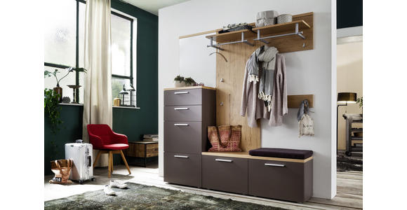 GARDEROBE 7-teilig in 181/201/35 cm - Eichefarben/Braun, Design, Glas/Holz (181/201/35cm) - Moderano