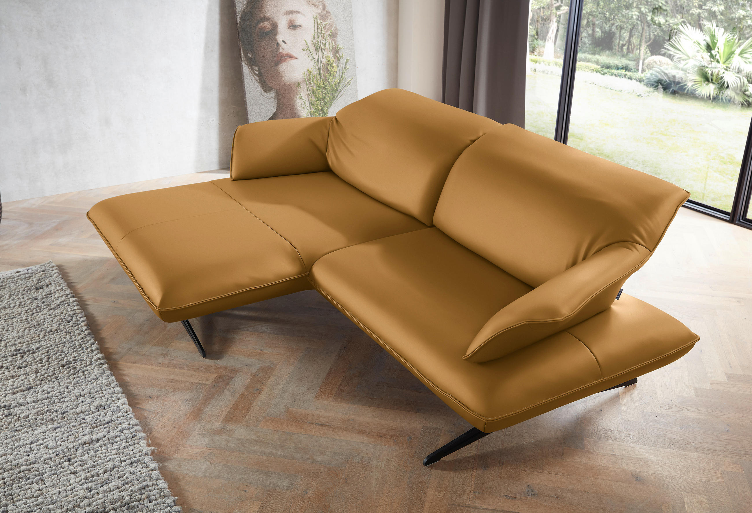 ECKSOFA in Echtleder Bernsteinfarben  - Beige/Bernsteinfarben, Design, Leder/Metall (169/252cm) - Koinor