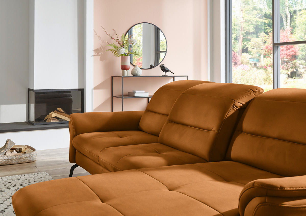 ECKSOFA in Flachgewebe Currygelb  260/181 cm  - Currygelb/Schwarz, KONVENTIONELL, Textil/Metall (260/181cm) - Beldomo Speed