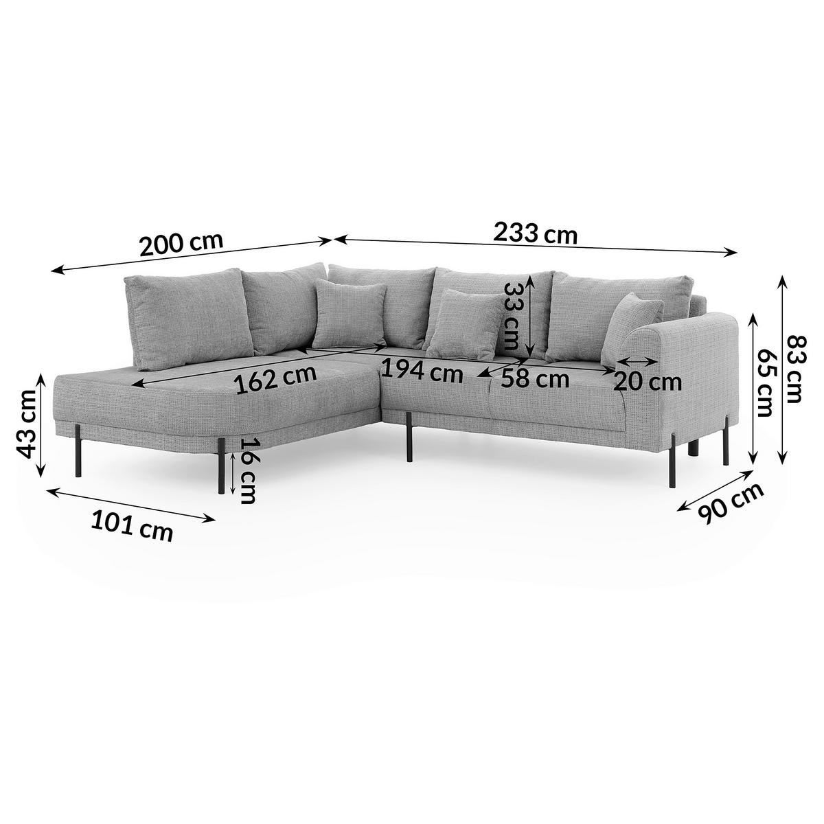 ECKSOFA Mauris Grün Chenille Rückenkissen  - Schwarz/Grün, Design, Kunststoff/Textil (200/233cm) - Livetastic