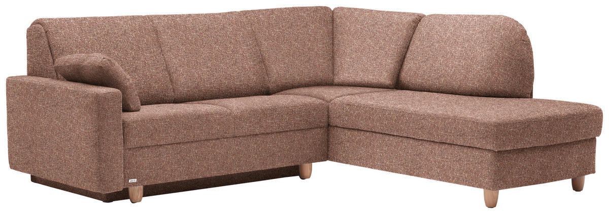 ECKSOFA  in Mikrovelours Terracotta  227/208 cm  - Eichefarben/Rot, KONVENTIONELL, Holz/Textil (227/208cm) - Sedda