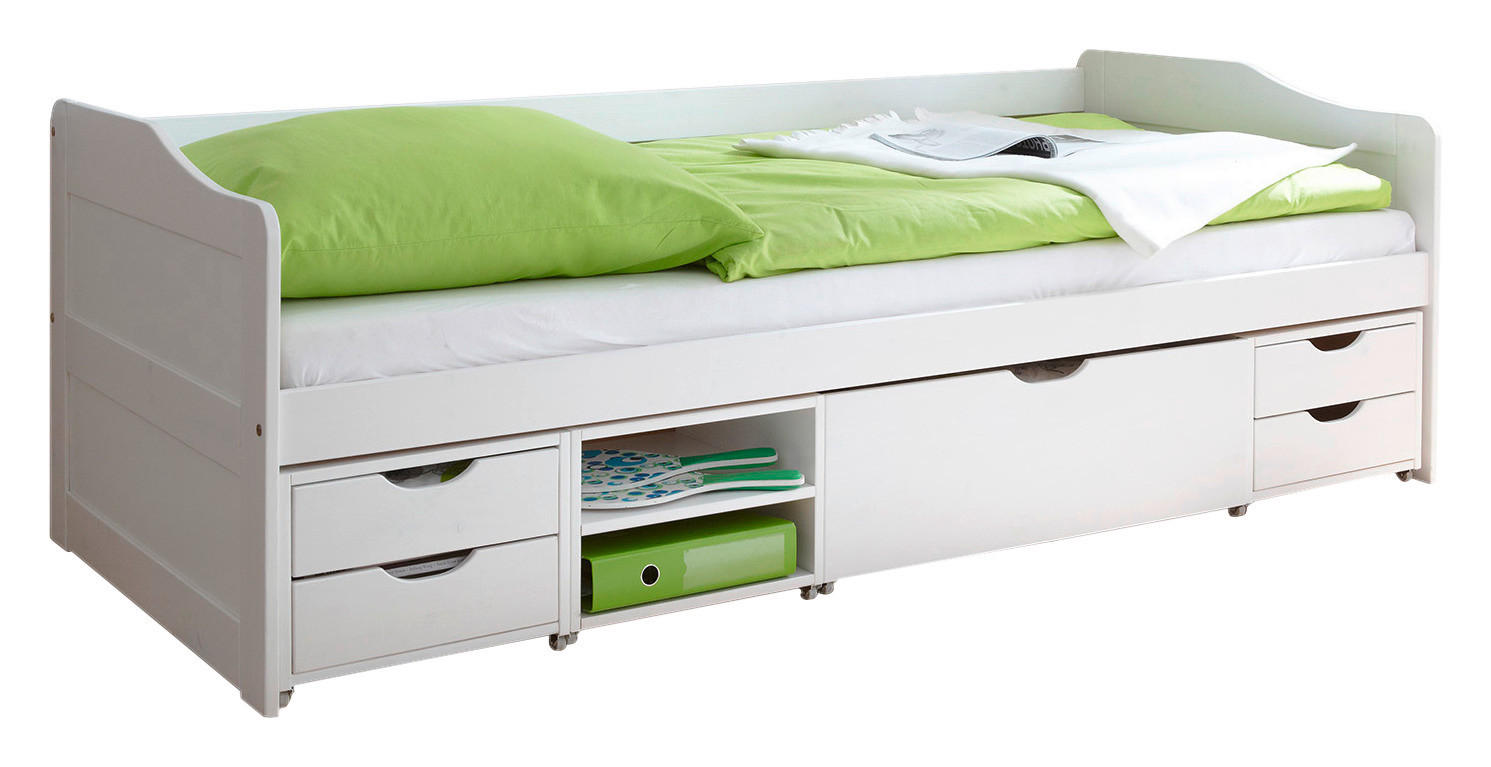 STAURAUMBETT 90/200 cm  in Weiß  - Weiß, MODERN, Holz (90/200cm) - MID.YOU
