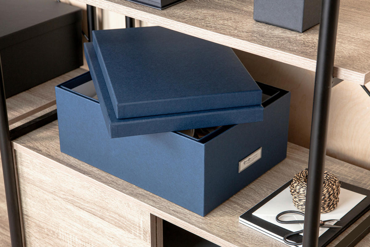 AUFBEWAHRUNGSBOX 36.5/26.5/14.5 cm  - Dunkelblau, Basics, Karton/Papier (36.5/26.5/14.5cm)
