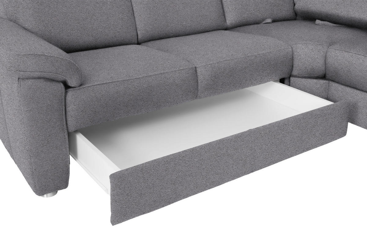 WOHNLANDSCHAFT Grau Flachgewebe  - Chromfarben/Grau, KONVENTIONELL, Textil/Metall (240/336/163cm) - Beldomo System